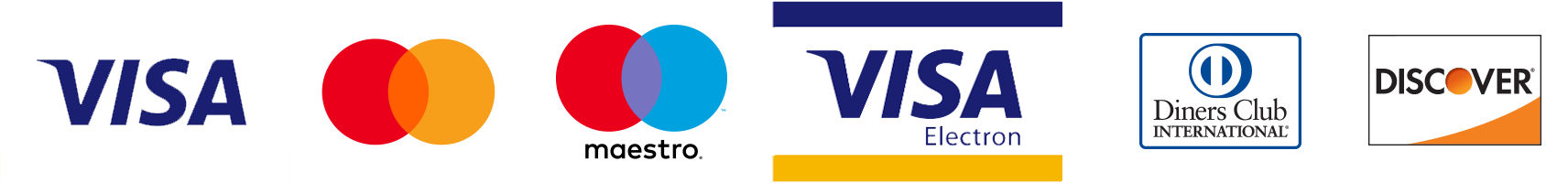 Visa Mastercard JCB UnionPay Amex